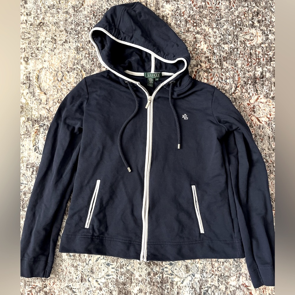 Lauren Ralph Lauren women’s medium navy and white hoodie.
